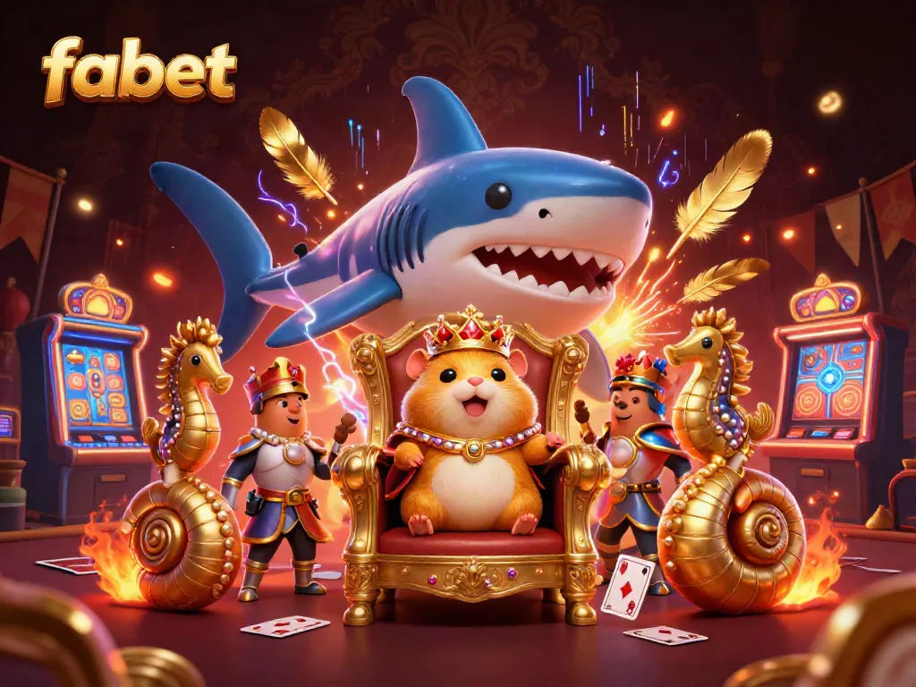 Experience the thrill of fabet casino with a fierce hamster king and vibrant gaming elements.