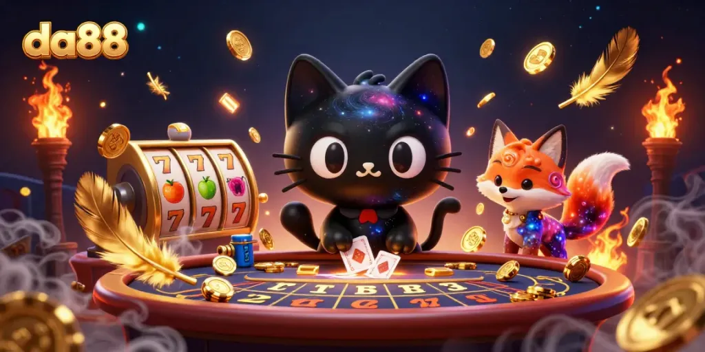 Engage with da88’s cosmic casino scene featuring vibrant characters and thrilling gaming elements.