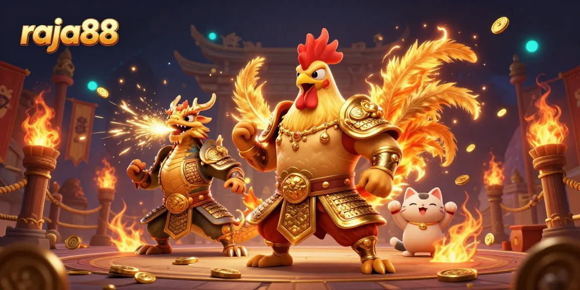 Experience thrilling gameplay with raja88's dynamic 3D characters in a vibrant casino arena.