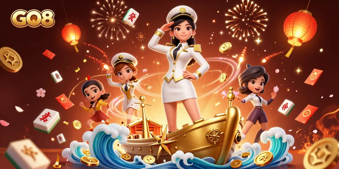 Experience the excitement of GO8 with a vibrant 3D casino illustration showcasing dynamic gaming elements.