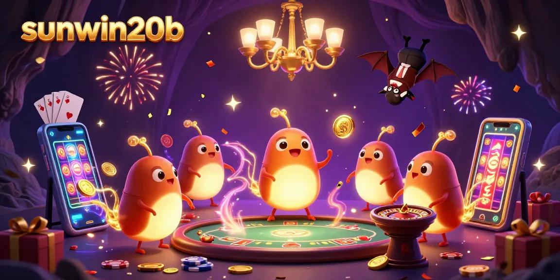 Experience the excitement of sunwin20b with glowing characters and dynamic casino elements.